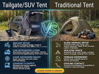 Hasika SUV Tailgate Tent - Universal Car Camping Awning, 3000mm Waterproof & UPF 50+ - Portable Hatchback Tent Privacy Shelter for SUV, CUV, Minivan - Easy Setup Road Trip Essentials Black Large