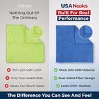 USANOOKS Premium 300GSM Microfiber Cleaning Cloth - 12.5"x12.5" High Performance - 1200 Washes, Ultra Absorbent Microfiber Towels for Cars Undercarriage, Rims & Engine Bay Cleaning - Microfiber Cloth