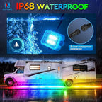 MICTUNING C2 MAX RGB+IC Rock Light with White Housing - 16 Pods Chasing Color Underglow Lights Kit, Dynamic Lighting Modes, APP Control, IP68 Waterproof, DIY Effect, Up to 24pods Extensible