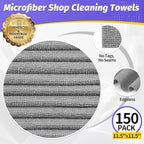 Microfiber Cleaning Cloth,150 Pack Grey Cleaning Rags, Bulk All-Purpose Lint-Free Shop Towels Wipes, Commercial Micro Fiber Cleaning Towels Washcloth for Car Garage Housekeeping 11.5"*11.5"