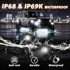 LED Rock Lights Trail Rig Lamp Rocklights 6500K Pure White LED Neon Underglow Lights IP68 Waterproof 9-24V for Off Road Truck Golf Carts ATV UTV SUV SXS RV Motorcycle Boat (4 Pods)