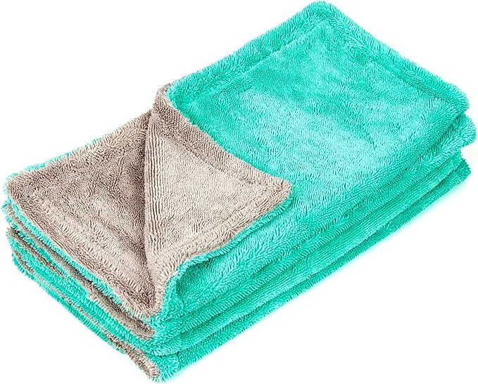 Clean Garage The Twister Small Drying Towels | 4 Pack | 16x16 | Twist Loop 1200 GSM