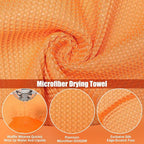 12 Pcs Microfiber Waffle Weave Towels Cleaning Cloths 16 x 16 Inch Car Wash Towel Microfiber Drying Cloth Absorbent Lint Free Rags for Glass Car Cleaning Detailing Window Household Kitchen Auto Orange