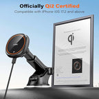 APPS2Car Magnetic Car Phone Mount - Designed Only for MagSafe iPhone 17-12 Series, Orange/Black Data Cable (Random)