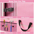 Car Trunk Organizer with Individual Cooler Bag - 2 Compartment Collapsible Car Storage for SUV (Pink)