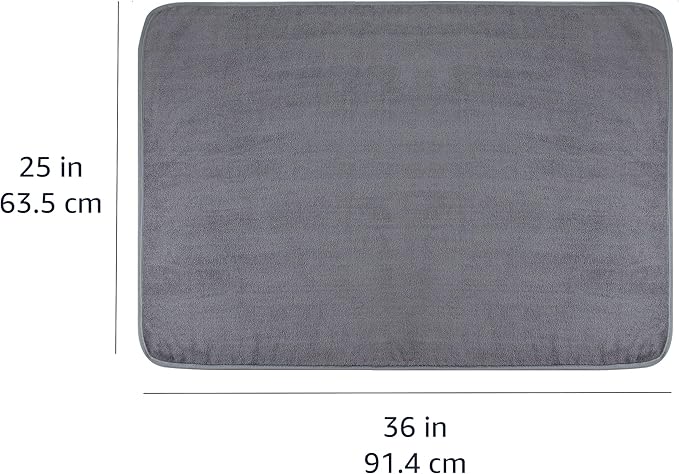 Amazon Basics Super Absorbent Microfiber Car Drying Towel, Streak-Free, Non-Abrasive, 36"L x 25"W, Gray