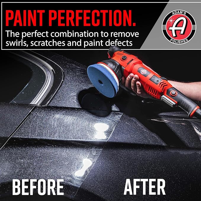 Adam's Polishes SK Pro 15mm Car Polisher Kit 7 Item- Professional Buffer Polisher for Car Detailing | Use W/Car Polish, Polishing Compound, or Car Scratch Remover | Car Wash Clay Bar Ceramic Coating