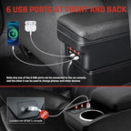 YJYWZH Car Armrest Storage Box for Hyundai Accent Solaris Verna 2017-2020 Double-Layer Car Center Console Armrest Box with 6 USB Ports and Cup Holder for Car Accessories(Red Thread)