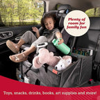 Lusso Gear Car Seat Organizer - Built-In Car Cup Holders & Mesh Pockets - Foldable Back Seat Organizer with Handles - Kids Road Trip Essentials - 9 Compartments, Black Oxford