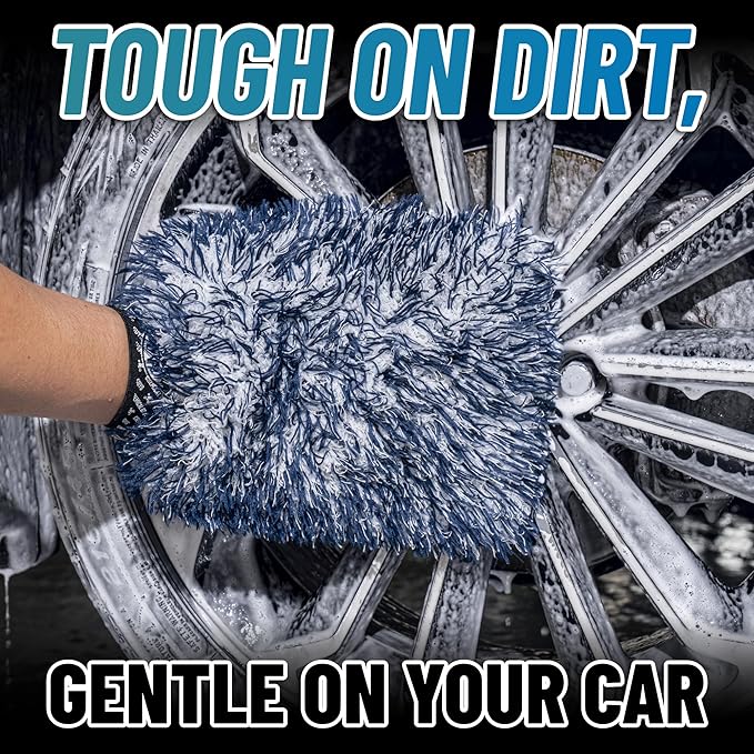 Chemical Guys, The Dually, Dual-Fiber, Wet-Dry Use, Microfiber Wash Mitt, (Car Wash Mitt Great for Car, Truck, SUV, RV, & More) Dark Blue + White, MIC517