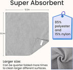 Microfiber Cleaning Cloths-12 Pack,Microfiber Towels for Cars & Kitchen,Highly Absorbent Cleaning Towel,Lint Free Streak Free Rags for House,Window,Grey(12.2"x12.2")