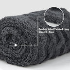 Greenfound Microfiber Towel for Cars, 1000GSM Car Drying Towel, Double Twist Pile & Edgeless Design, No Streaks, Scratches, or Water Spots, Soft and Absorbent, 18"×24", Wave Grey