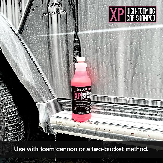 Suds Lab XP High Foaming Exterior Car Wash Shampoo, Effectively Removes Dirt and Grime, Use with Foam Cannon or Bucket Wash, 32 oz
