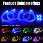 Car Ambient Lighting Kit 64 Colors Multicoloured Music Optic Fiber RF Remote Control Car DIY Decorative Atmosphere Lighting DC 12V 1W 5m
