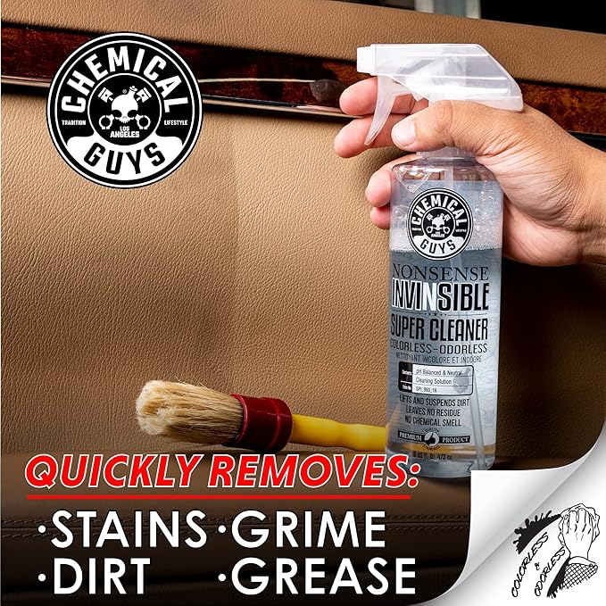 Chemical Guys SPI_993_16T Nonsense Colorless & Odorless All Surface Cleaner, Unscented (16 fl oz) Professional Grade Premium Microfiber Towels, Gold 16" x 16", Pack of 3