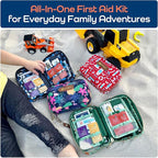 KeepGoing Travel First Aid Kit for Kids – 130 Pc. for Car, Home, Purse, Diaper Bag & Backpack with Latex-Free Bandages - Mini First Aid Kit Travel Size TSA-Approved