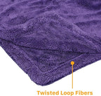 Maxshine 24" x 36" Universal Purple Duo Twisted Microfiber Towel (1200GSM) – Large, Plush, Rinse-Free Double-Sided Drying Towel – Super Absorbent Microfiber for Drying