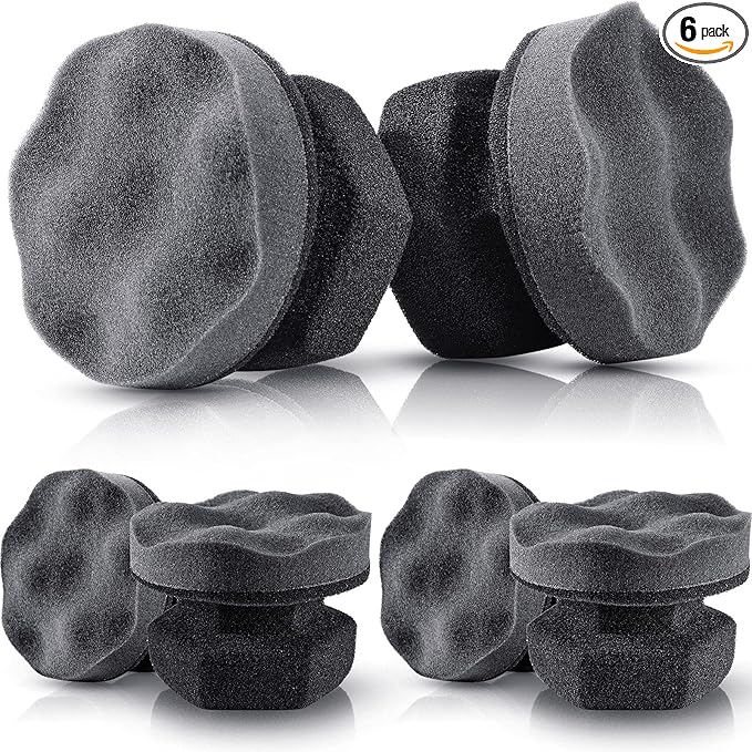 BBTO 6 Pcs Tire Hex Grip Dressing Applicator Washable Shine Applicator Dressing Pad Car Detailing Foam Sponge Reusable Cleaner Sponge for No Slip Tire