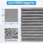 FIXSMITH Shop Towels, Pack of 100, Grey Microfiber Cleaning Cloth Bulk, Microfiber Towels for Cars, All-Purpose Absorbent Cleaning Rags, Dust Cloth for Automotive, Mechanic, Garage, 11.5 x 11.5 inch