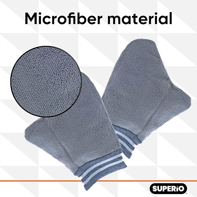 Superio Microfiber Dusting Gloves for Plants, Silver Polishing Gloves Reusable Scratch Free Miracle Mitt, Washable Cleaning Car Wash Mitt