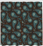 Ambesonne Paisley Shower Curtain, Modern Mosaic Like Circled Design with Teardrop Shaped Art Print, Cloth Fabric Bathroom Decor Set with Hooks, 69" W x 75" L, Brown Blue and Dark Blue