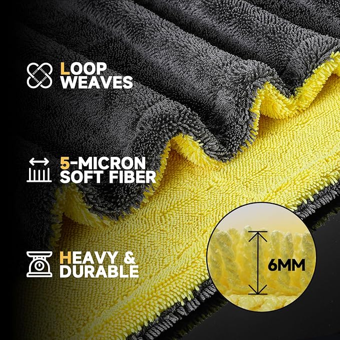 toretark Microfiber Towels for Cars Drying Towel - 36"x24", Streak-Free Double-Sided Ultra Absorbent Bath Towels, Edgeless Design for Car Detailing Cleaning & Household
