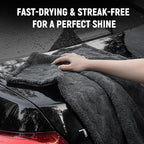 LIVOS Car Drying Towel, Premium Microfiber Towels for Cars, 1000GSM, Edgeless Twisted Loop Design, No Streaks, Scratches, or Water Spot, Absorbent Wash Towel, 18" x 24" (Wave Grey)