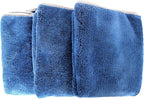 Maxshine 16”x24” Universal 3-Pack Dark Blue Microfiber Towel - 600GSM Ultimate Crazy with Silver Silk Border - Rinse-Free, Scratch-Free Drying Towels for Cars - Perfect for Car Detailing