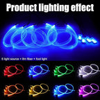 8 m Optic Fiber Car Ambient Lighting Kit RF Remote Control 64 Colors Multicoloured Music Interior Footwell Lighting Kit 12V 1W