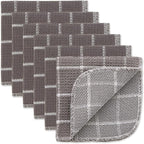 DII Scrubber Dishcloths Collection Windowpane Dishrag Set, 12x12, Gray/White, 6 Piece