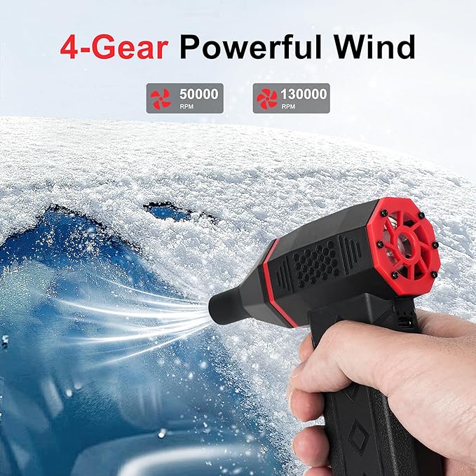 Compressed Air Duster, 100000 RPM Electric Air Duster, 3-Speed Cordless Keyboard Cleaner, Rechargeable Mini Air Blower for PC, Computer, Camera and Car Detailing Cleaning (red)