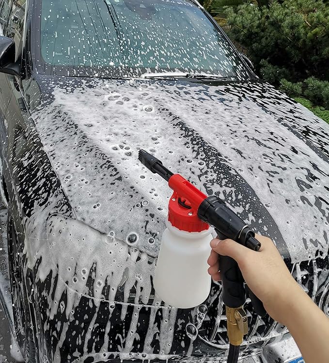 Foam Cannon for Garden Hose，Adjustment Ratio Dial Foam Gun,Car Wash Soap Spray Foamer Red