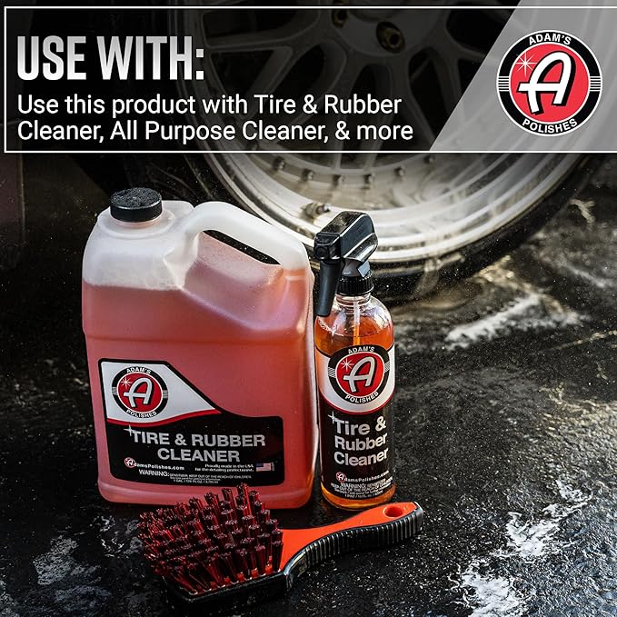 Adam's Polishes Tire Brush Premium Tire Brush for Car Detailing & Rubber Tire Car Cleaning| Use W/Tire Cleaner or All Purpose Cleaner & Before Tire Shine or Wheel Cleaner