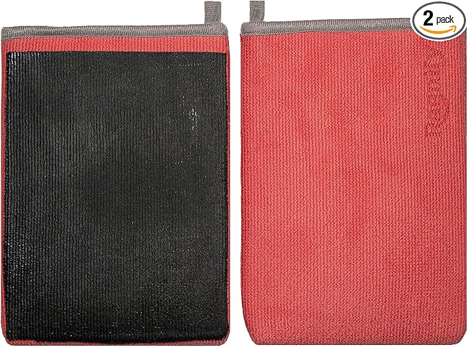 Pack of 2 Clay Mitt Auto Detailing Medium Grade Clay Bar Alternative Mitt for Flawless Removal of Surface Bonded Micro Contaminant (Red)