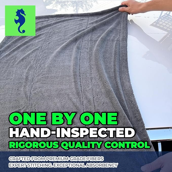 SHSCLY Dual-Sided Microfiber Car Drying Towel – Professional Control, Streak-Free Finish, No Dragging or Heavy Feel, Safe for Paint, Glass & Coatings (26.8" × 32.3")
