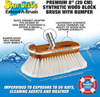 STAR BRITE 8" Premium Cleaning Brush – Synthetic Wood Block with High-Density Star Prene Fibers for Boat Decks, Docks & Tough Surfaces – Fits Extend-A-Brush Handles – Stiff Bristle, White (040172)