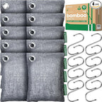 Activated Charcoal Odor Absorber, Large 10 Pack w Hooks Nature Odor Remover for Strong Odor, Bamboo Charcoal Air Purifying Bags, Odor Eliminator for Home Car Closet Pet, Smoke Deodorizer