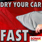 SONAX Microfiber Drying Towel Plus | Ultra-Absorbent Twisted Loop Microfiber Car Drying Towel | Streak-Free & Scratch-Safe | Large 30"x20" Soft Drying Cloth | Machine Washable & Long-Lasting | 451200