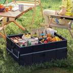 Car Trunk Organizer, 13 Gallon Collapsible Cargo Storage Box with Removable Divider & 6 Pockets, 3-Compatment Trunk Container with Securing Straps & Non-Slip Bottom for SUV, Sedan