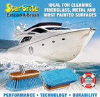 STAR BRITE 8" Premium Cleaning Brush - Synthetic Wood Block with Durable, High-Density Star Prene Fibers for Boat, RV & Auto Surfaces - Extend-A-Brush Handles - Medium Bristle, Blue (040171)