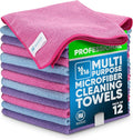 MW Pro Microfiber Cleaning Cloth |Pink, Purple, Blue (12 Pack) | Size 16" x 16" Multi Surface Microfiber Towels