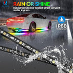 MICTUNING N8 RGB+IC Underglow LED Lighting Kit for Truck with Remote & Key Fob Dual Control, Exterior Neon Accent Underbody Strip, Multicolor Mode, Waterproof, Aluminum Casing