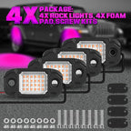 4 Pods Purple Rock Lights 24 LEDs Chips Waterproof Neon Trail Rig Lamp Underglow Light for Car Truck Motorcycle SUV ATV UTV