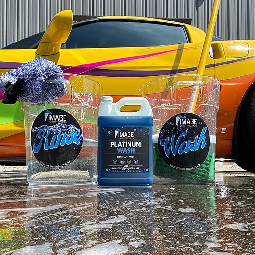 Image Wash (1-Gallon Platinum Wash Car Soap Concentrated pH-Neutral Foam Soap for Foam Cannon & Bucket wipe Safe for Wax Ceramic Coatings High Lubricity Biodegradable Formula with Bubble Gum Scent