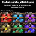 Car Ambient Lighting 64 Colors Multicoloured Music Footwell Lighting RF Remote Controller + APP Control Car DIY Decorative Atmosphere Lighting Kit DC 12V 1W
