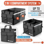 Starling's Car Trunk Organizer Super Strong, Foldable Storage Cargo Box for SUV, Auto, Truck Nonslip Waterproof Bottom, Fits any Vehicle, Come w Adjustable TieDown Straps W LID (Black, 2