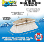 STAR BRITE Premium Stiff Bristle 8" Brush Head W/Bumper - Dual Connections Fit Either Standard 3/4" Threaded Poles or Extend-A-Brush Handles (Coarse) (White) (040163)