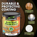 Eco-Tuff Finish Polyurethane Clear Coat — UV Resistant & Non-Toxic Wood Sealer — Clear Protective Water Based Sealant for Concrete Surface, Wood Floor, Cabinet, Countertop,Furniture — 1 Gallon — Matte