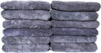Maxshine 16”x24” Universal 12-Pack Gray Microfiber Towel - 600GSM Red Silk Border - Perfect for Fast Car Washing & Drying - Premium Car Detailing Towels