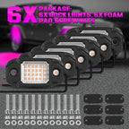 6Pods LED Rock Lights Purple 24 LEDs Chips Neon Trail Rig Lamp Underglow Light for Cars Trucks SUV ATV UTV